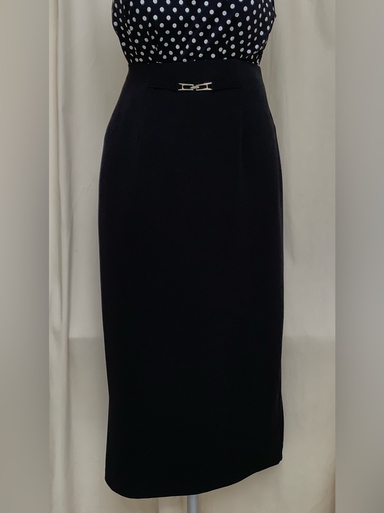Briggs New York Dresses & Skirts - Briggs Petite Black Stretch Midi Skirt-Silver Buckle Accent-PS?-PLEASE READ